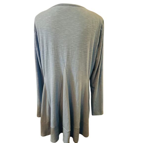 Chico's Blue Long Sleeve Slub Knit Tunic With Ribbed Back Panels, Size 2 (Large) - Picture 6 of 9
